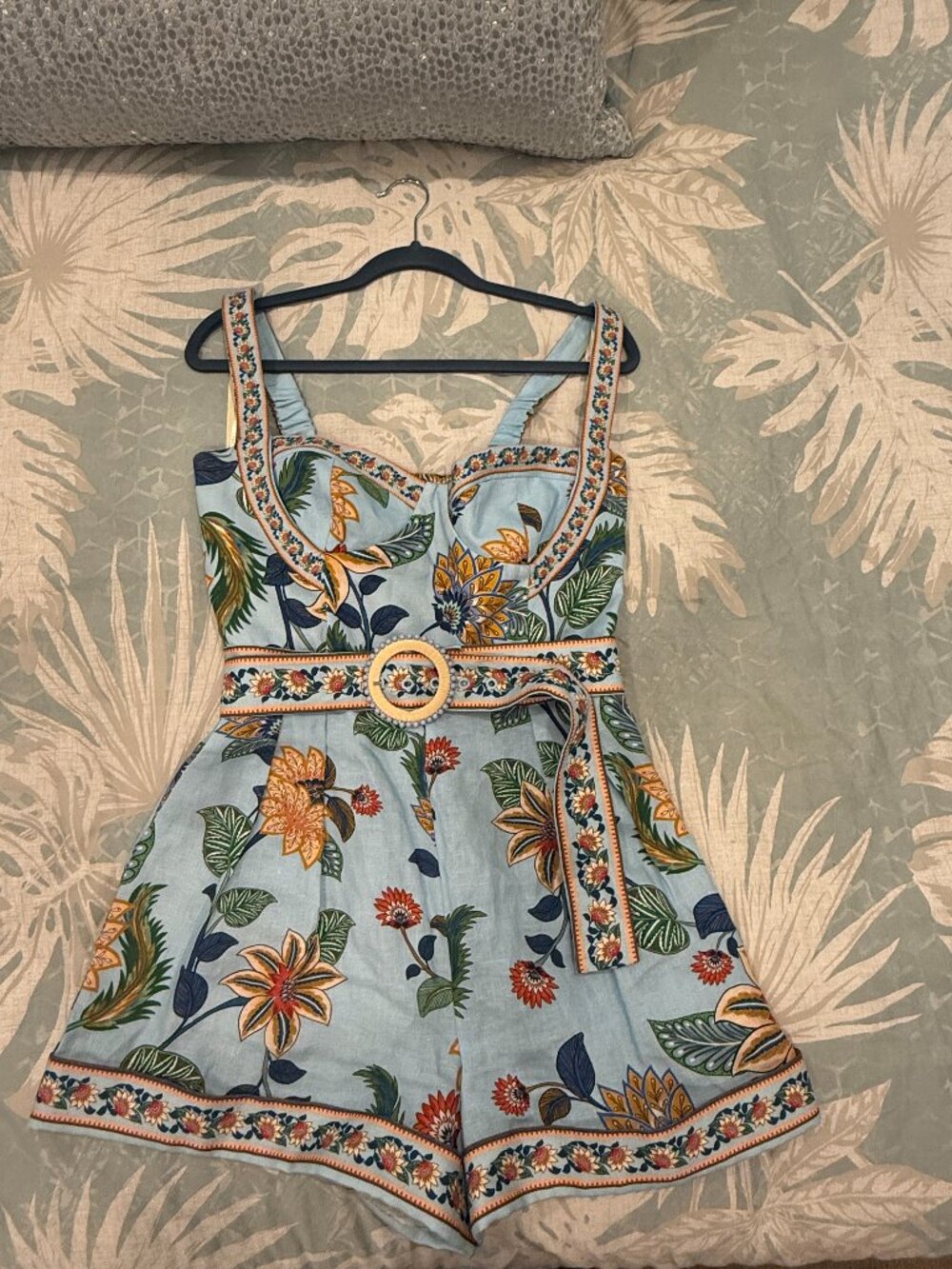 FARM Rio Floral Delhi Belted Romper. Size Medium